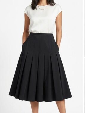 TADASHI SHOJI A Line Skirt Sz 6 Black Pleated Puff Full Taffeta Whimsigoth Witch